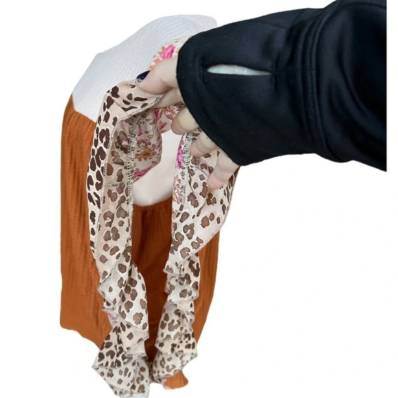 Umgee floral & animal print sleeve top with waffle knit body flowy loose size S - Picture 3 of 8